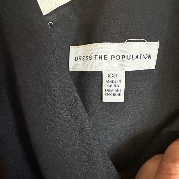 Black Dress the Population Ruched Side Slit Gown XXL - Picture 8 of 8